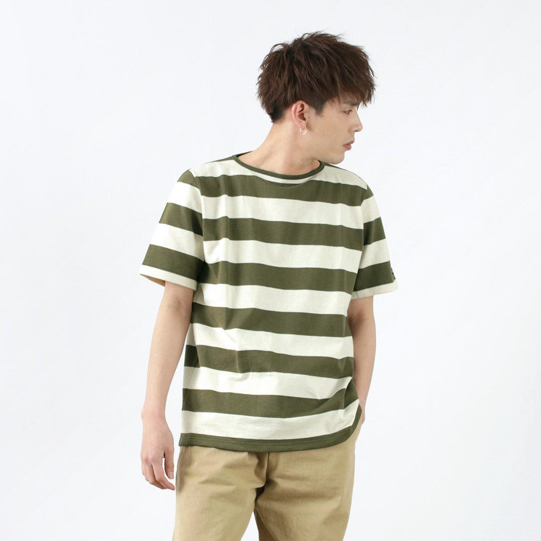 TIEASY / HDCS Boat neck Short Sleeve wide stripe basque shirt