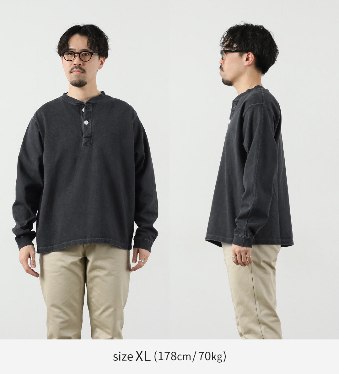 GOOD ON / T-shirt Henley lourd à manches longues