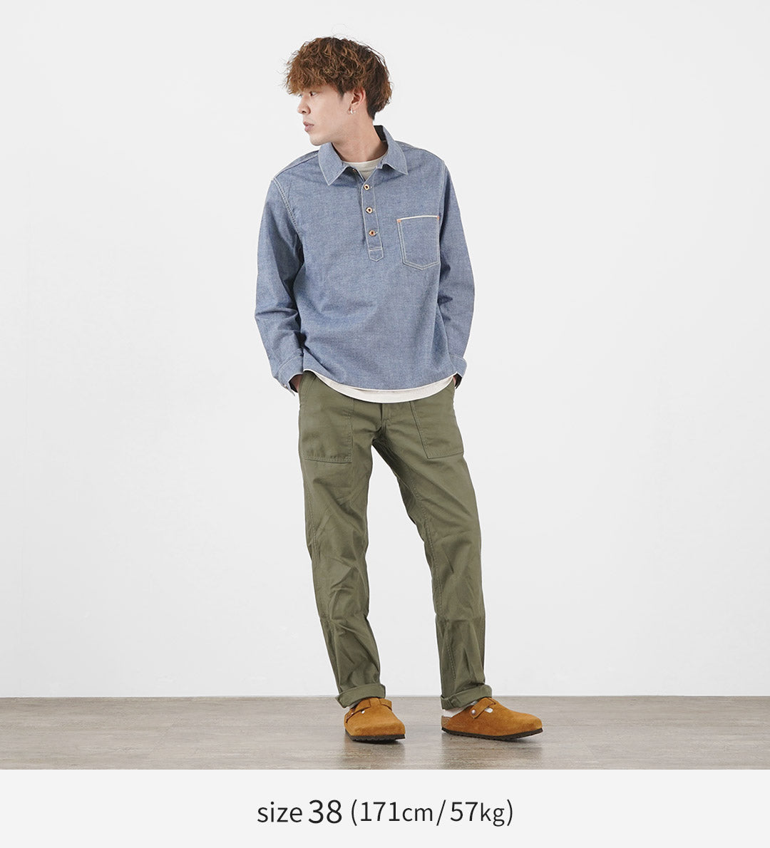FOB FACTORY / F3487 Chambray Pullover Shirt