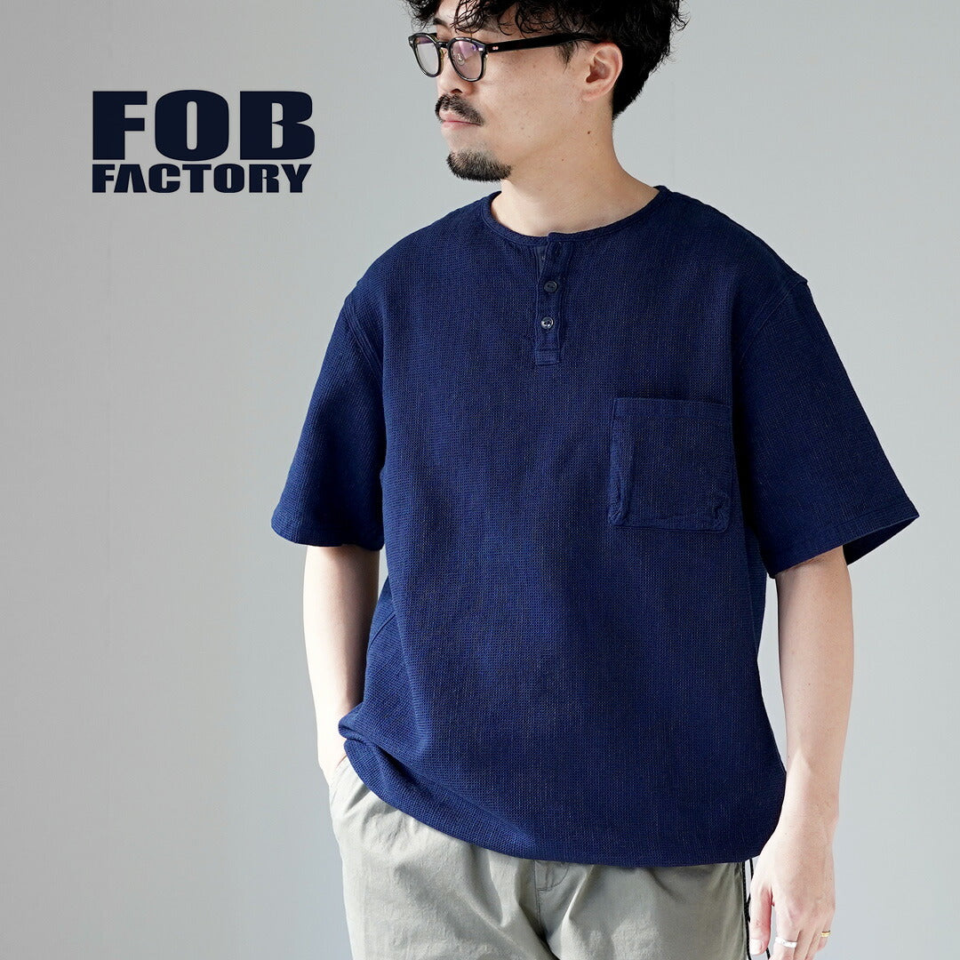 FOB FACTORY / F3493 Indigo Waffle T-shirt