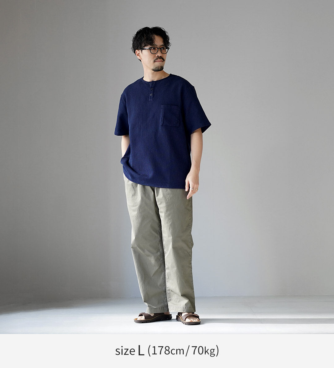 FOB FACTORY / F3493 Indigo Waffle T-shirt