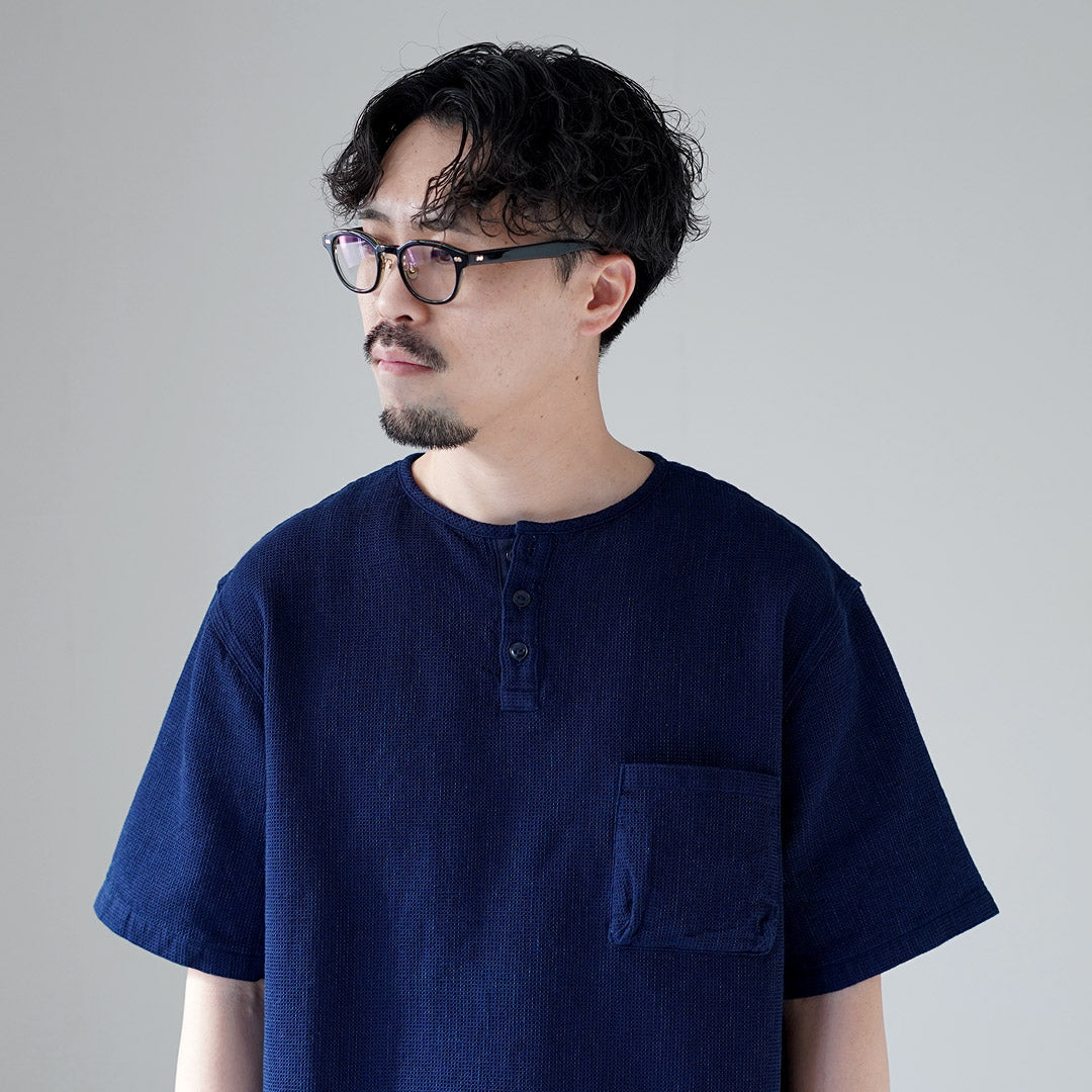 FOB FACTORY / F3493 Indigo Waffle T-shirt