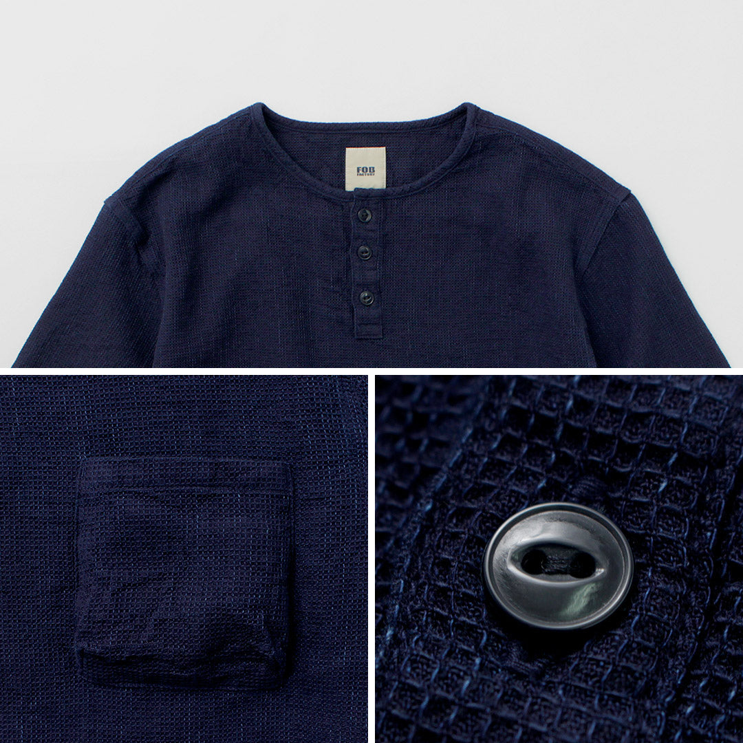 FOB FACTORY / F3493 Indigo Waffle T-shirt