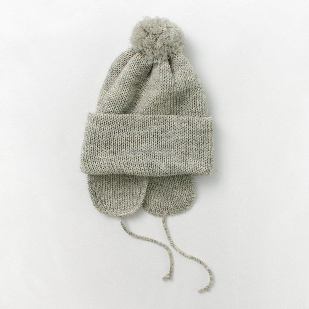 Highland 2000 / 3G 솔리드 밥캡 더블 이어 커버 및 POM POM 및 Chin Rope (20cm)