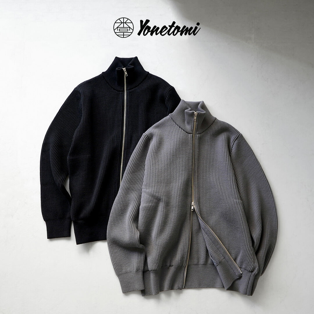 YONETOMI NEW BASIC / Blouson en maille côtelée de laine extra fine