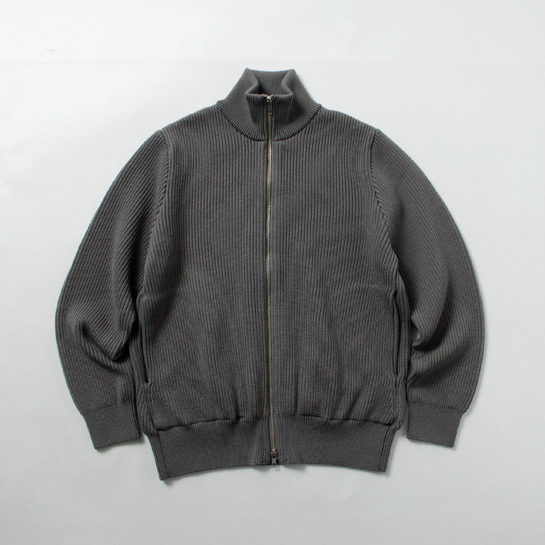 YONETOMI NEW BASIC / Blouson en maille côtelée de laine extra fine
