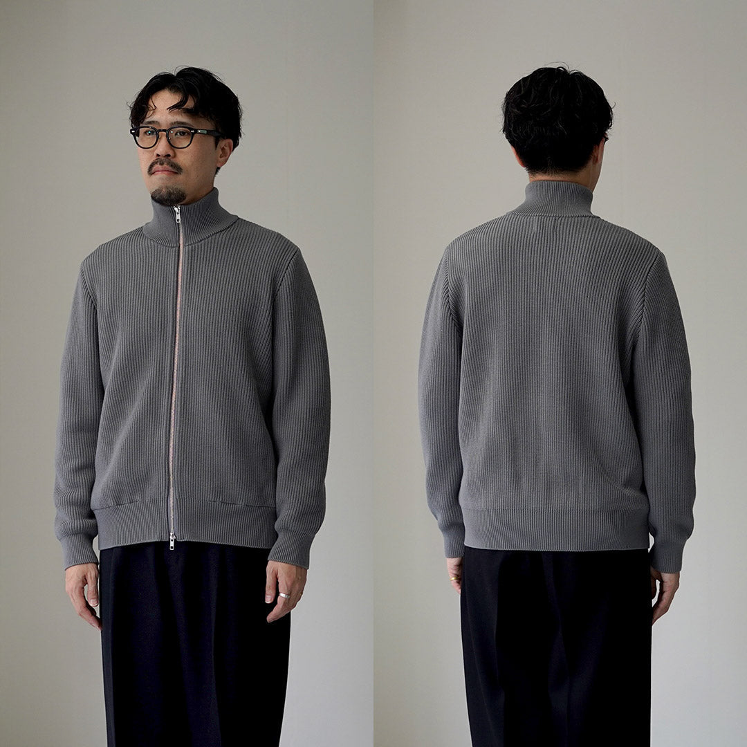 YONETOMI NEW BASIC / Blouson en maille côtelée de laine extra fine