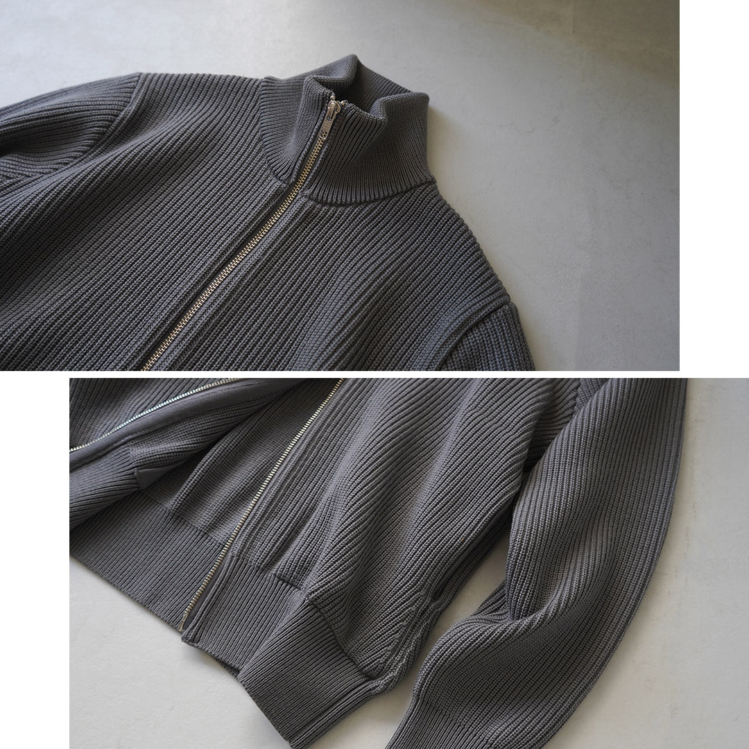 YONETOMI NEW BASIC / Blouson en maille côtelée de laine extra fine