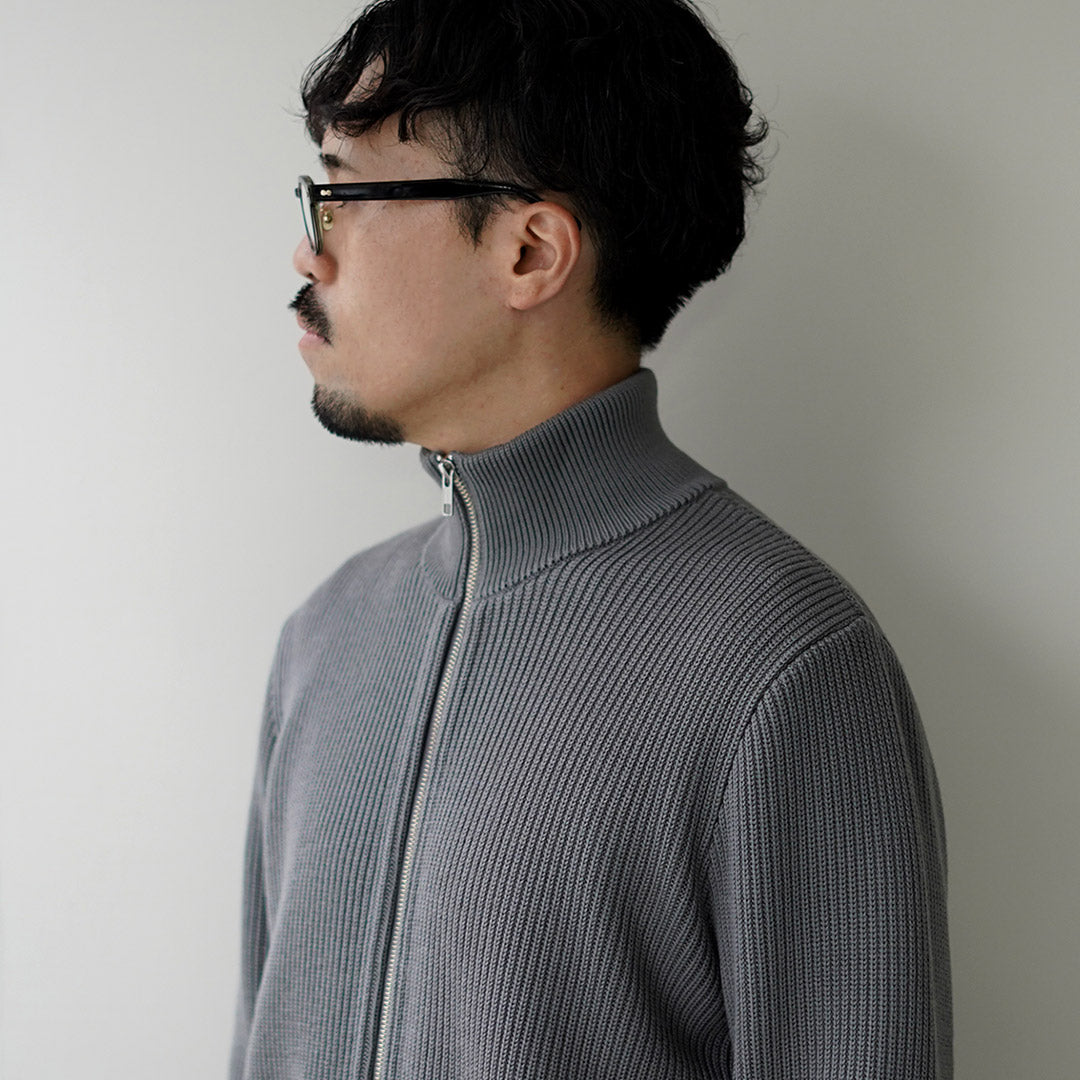 YONETOMI NEW BASIC / Blouson en maille côtelée de laine extra fine