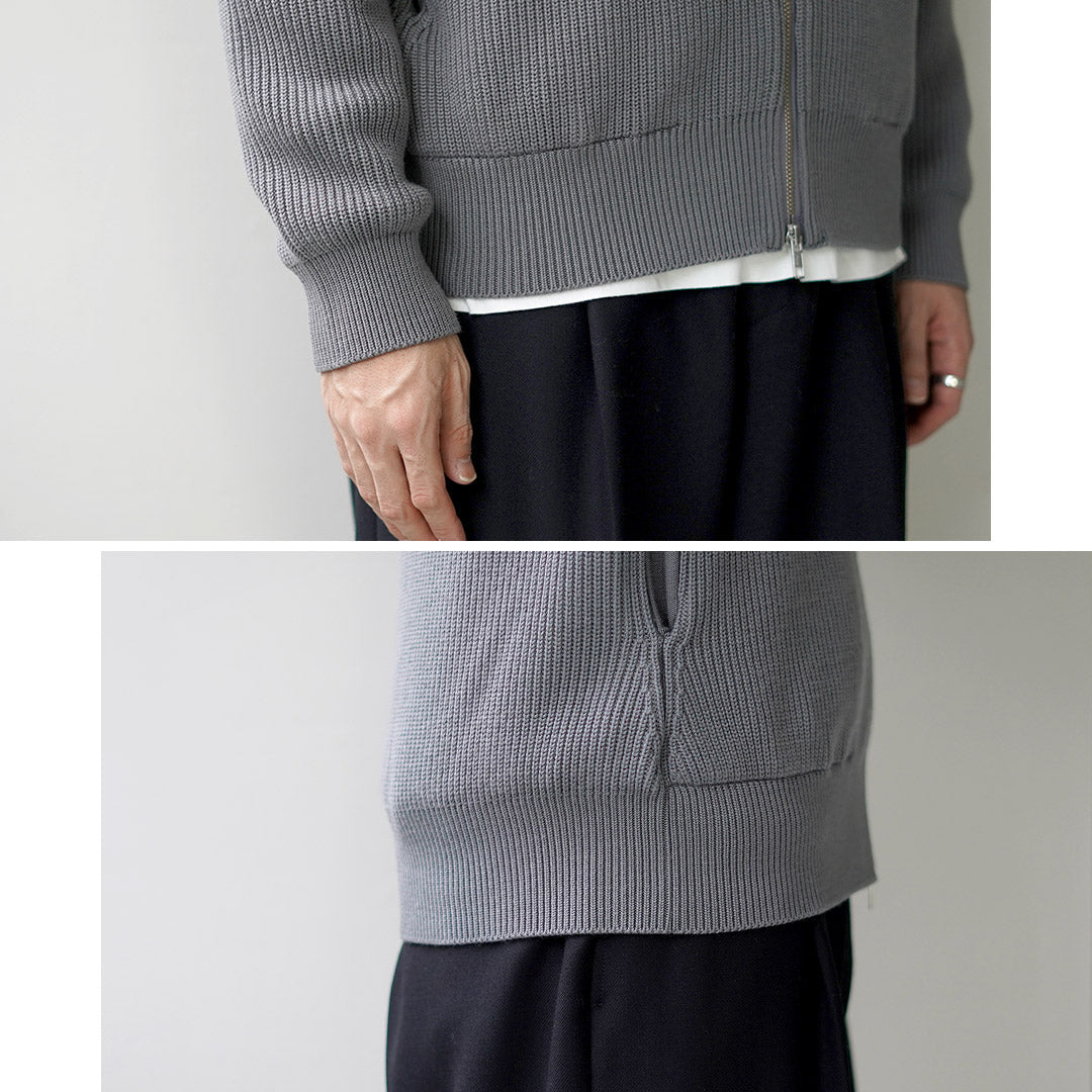 YONETOMI NEW BASIC / Blouson en maille côtelée de laine extra fine