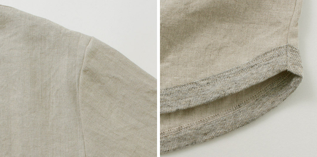 RE MADE IN TOKYO JAPAN / French Linen Henley-Neck T-Shirt