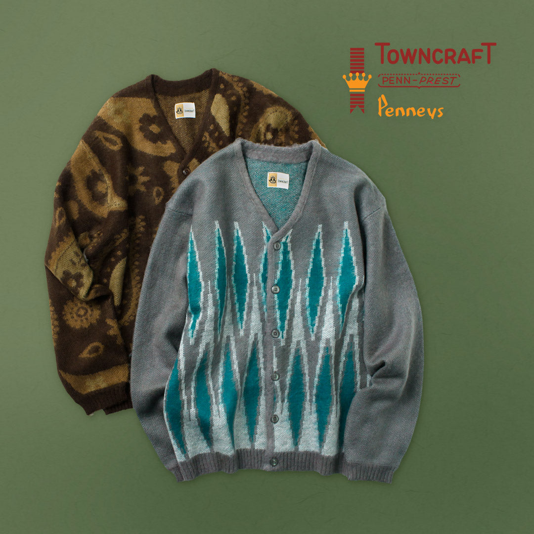 TOWNCRAFT / Vintage Pattern Shaggy Cardigan