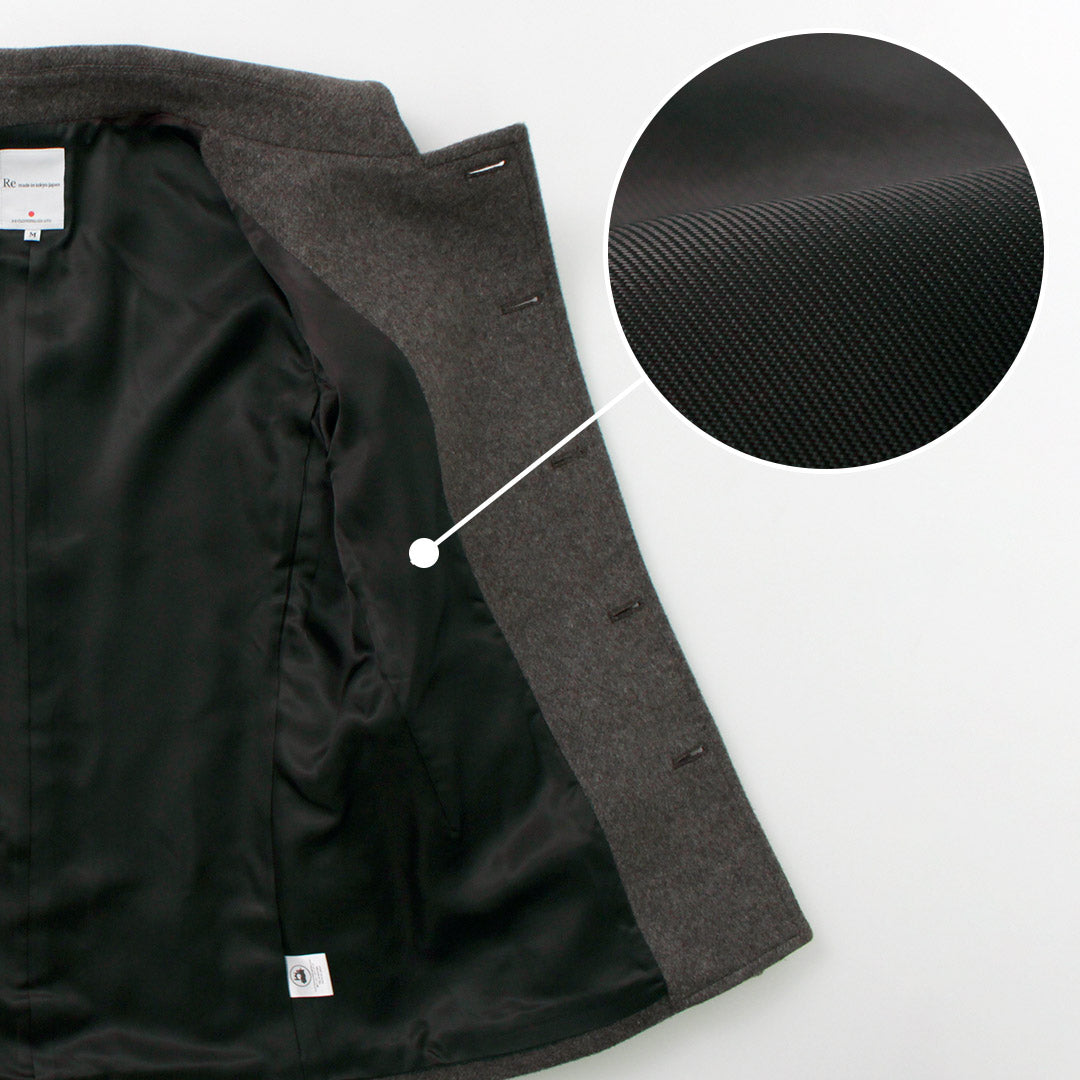 RE MADE IN TOKYO JAPAN / Wool Melton Stand-Up Collar Pea Coat
