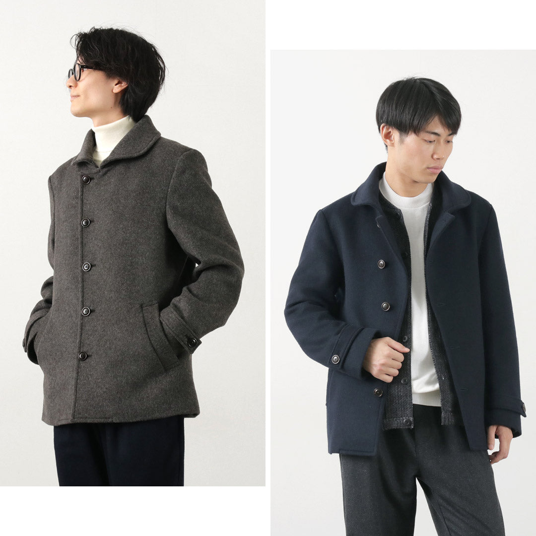 RE MADE IN TOKYO JAPAN / Wool Melton Stand-Up Collar Pea Coat