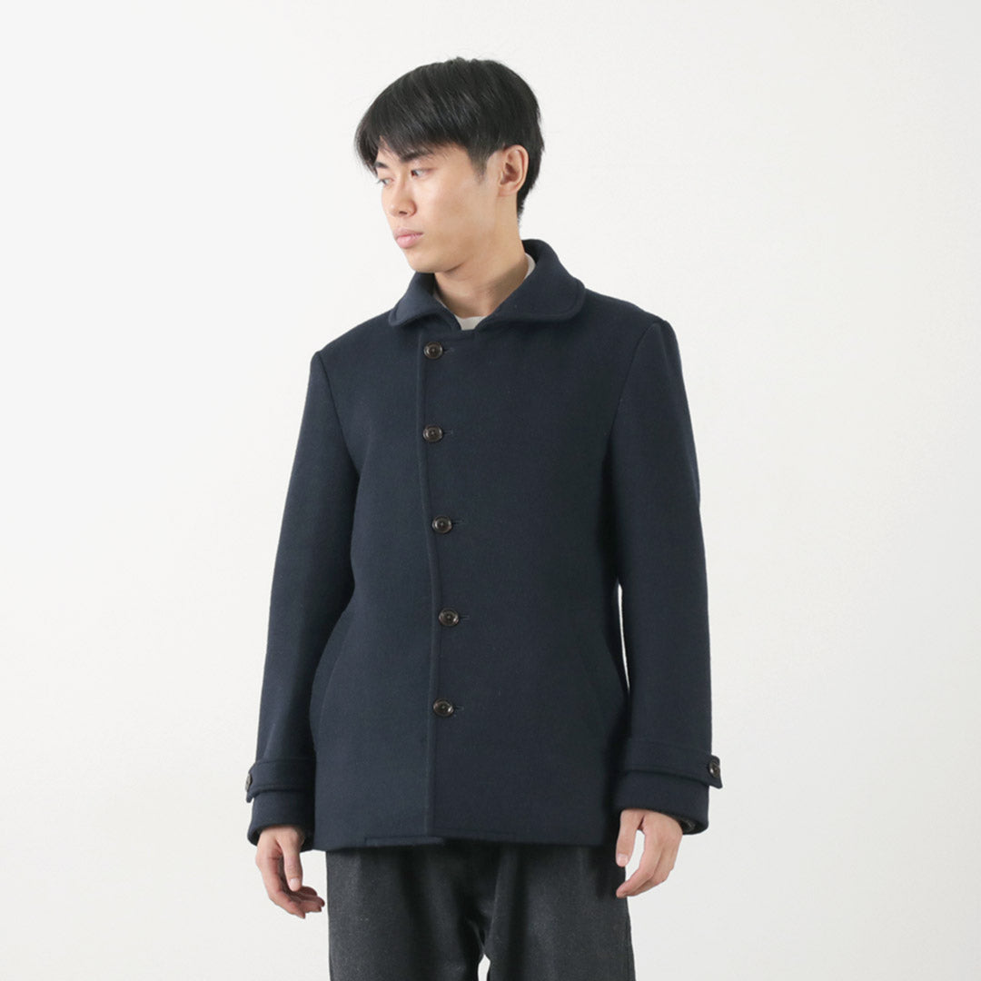 RE MADE IN TOKYO JAPAN / Wool Melton Stand-Up Collar Pea Coat