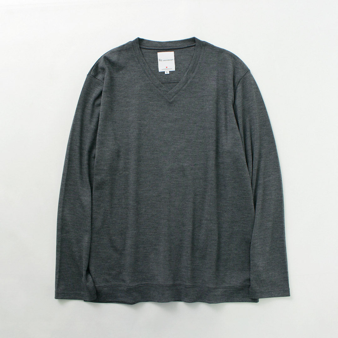 RE MADE IN TOKYO JAPAN / Robe Laine Col V Maille