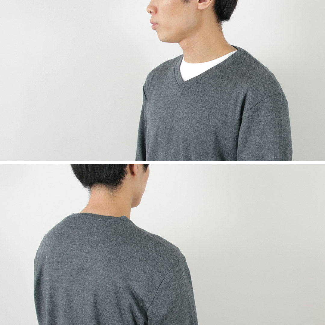 RE MADE IN TOKYO JAPAN / Robe Laine Col V Maille