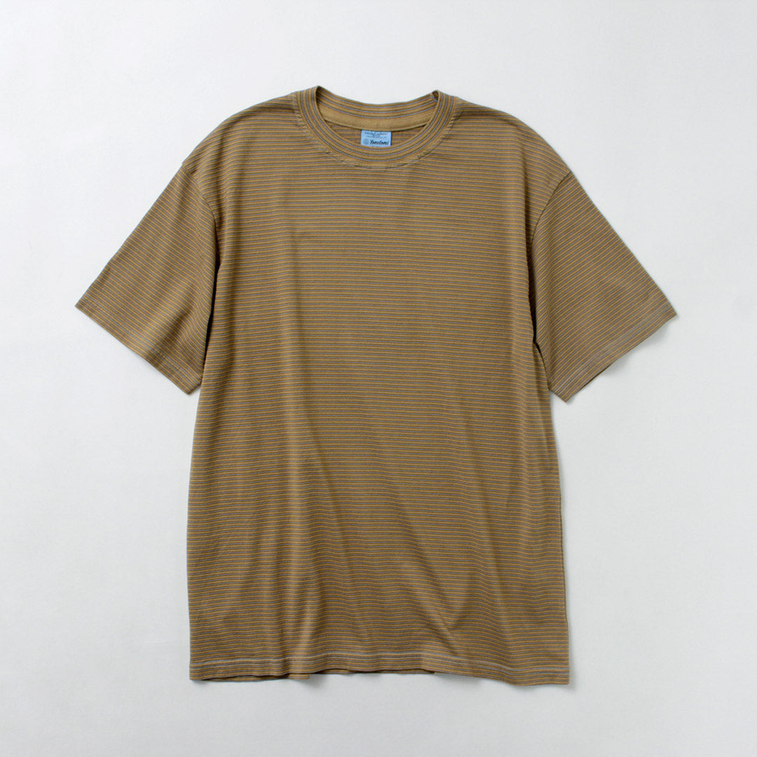 YONETOMI NEW BASIC / Garment-dye Striped T-shirt