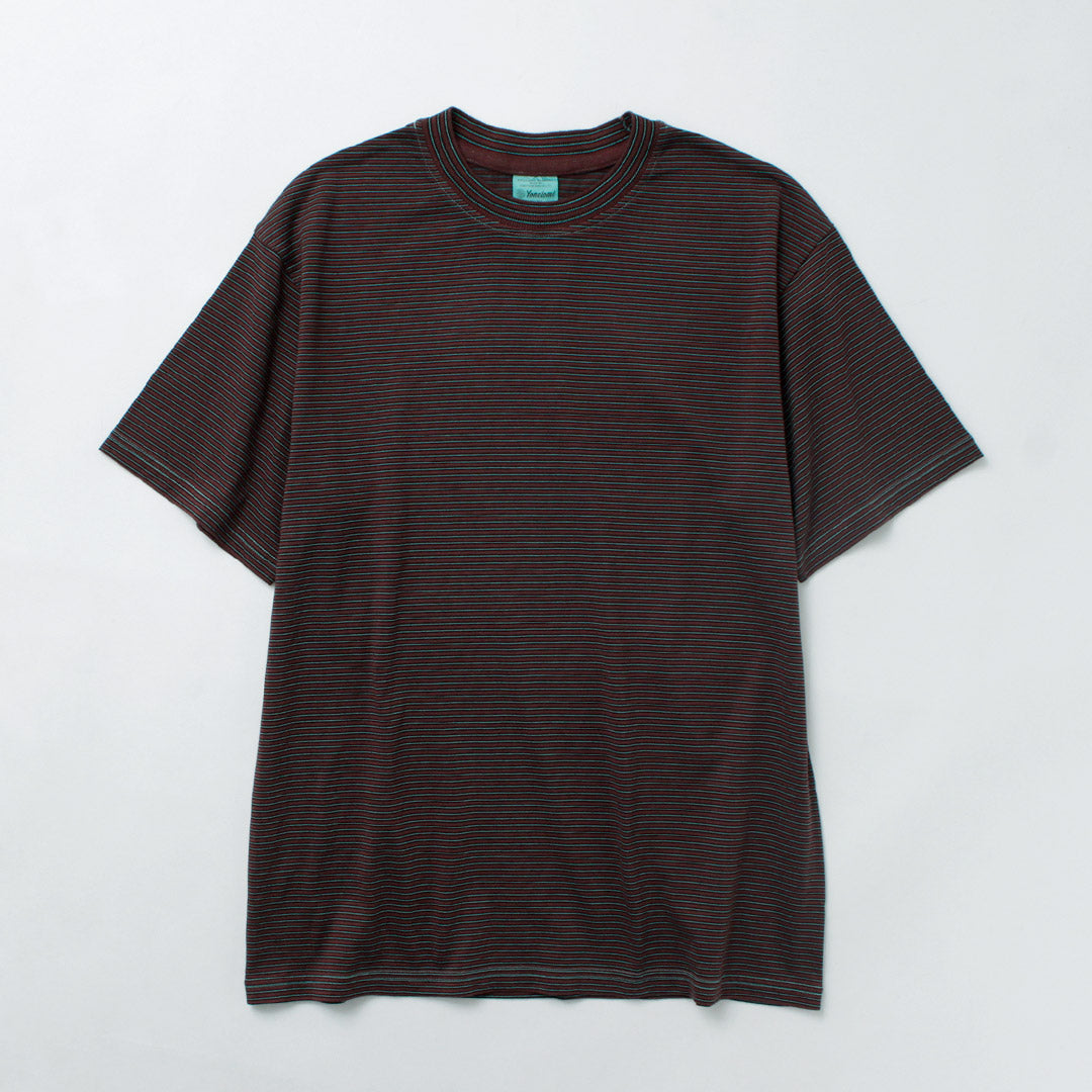 YONETOMI NEW BASIC / Garment-dye Striped T-shirt