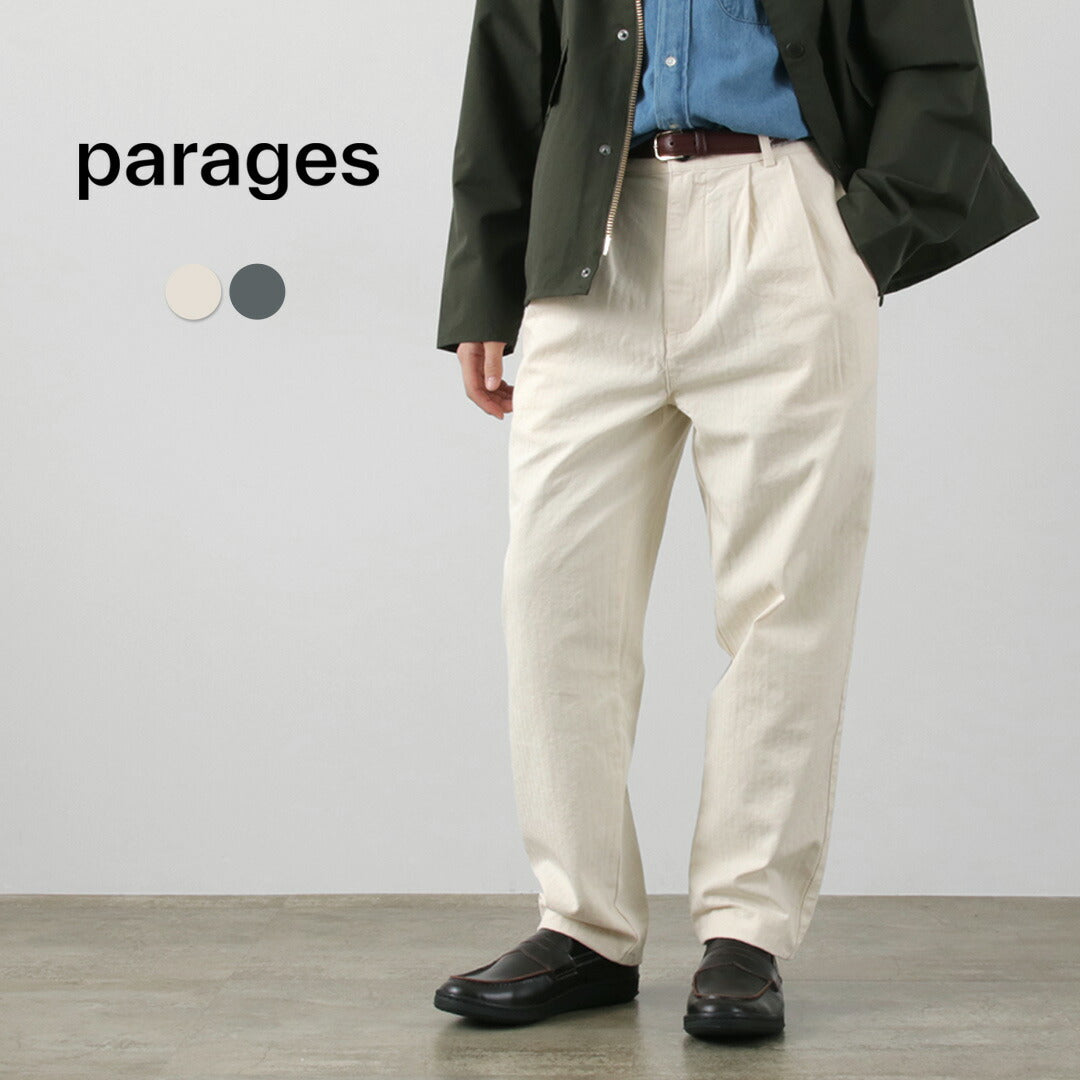 PARAGES / 더블 플리츠 팬츠 코튼