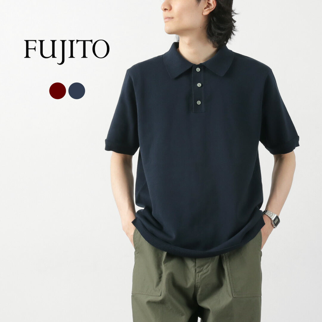 FUJITO / Knit Polo Easy Solid Color