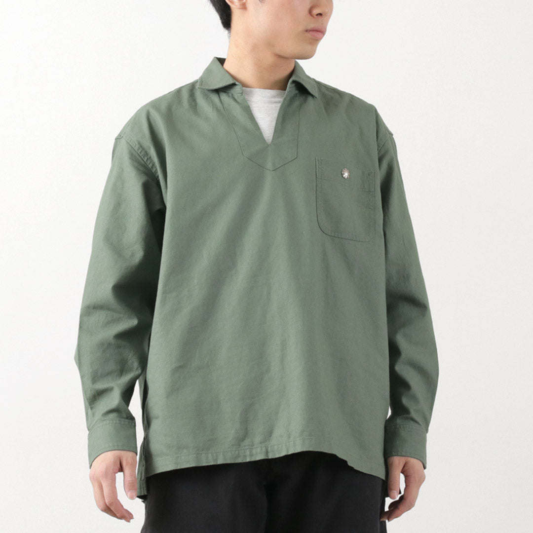 BARNS / Bouton skipper en lin coton fonctionne chemise concho