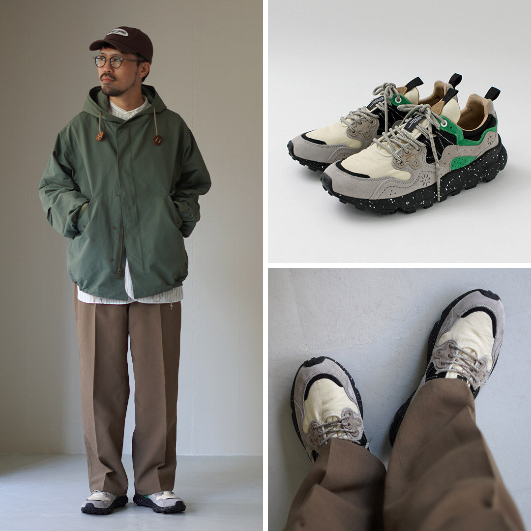 FLOWER MOUNTAIN / YAMANO3 Pig Suede × Nylon Sneakers