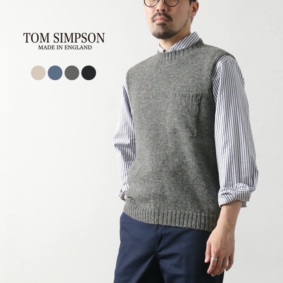 TOM SIMPSON / Chaleco de punto con bolsillo y cuello redondo