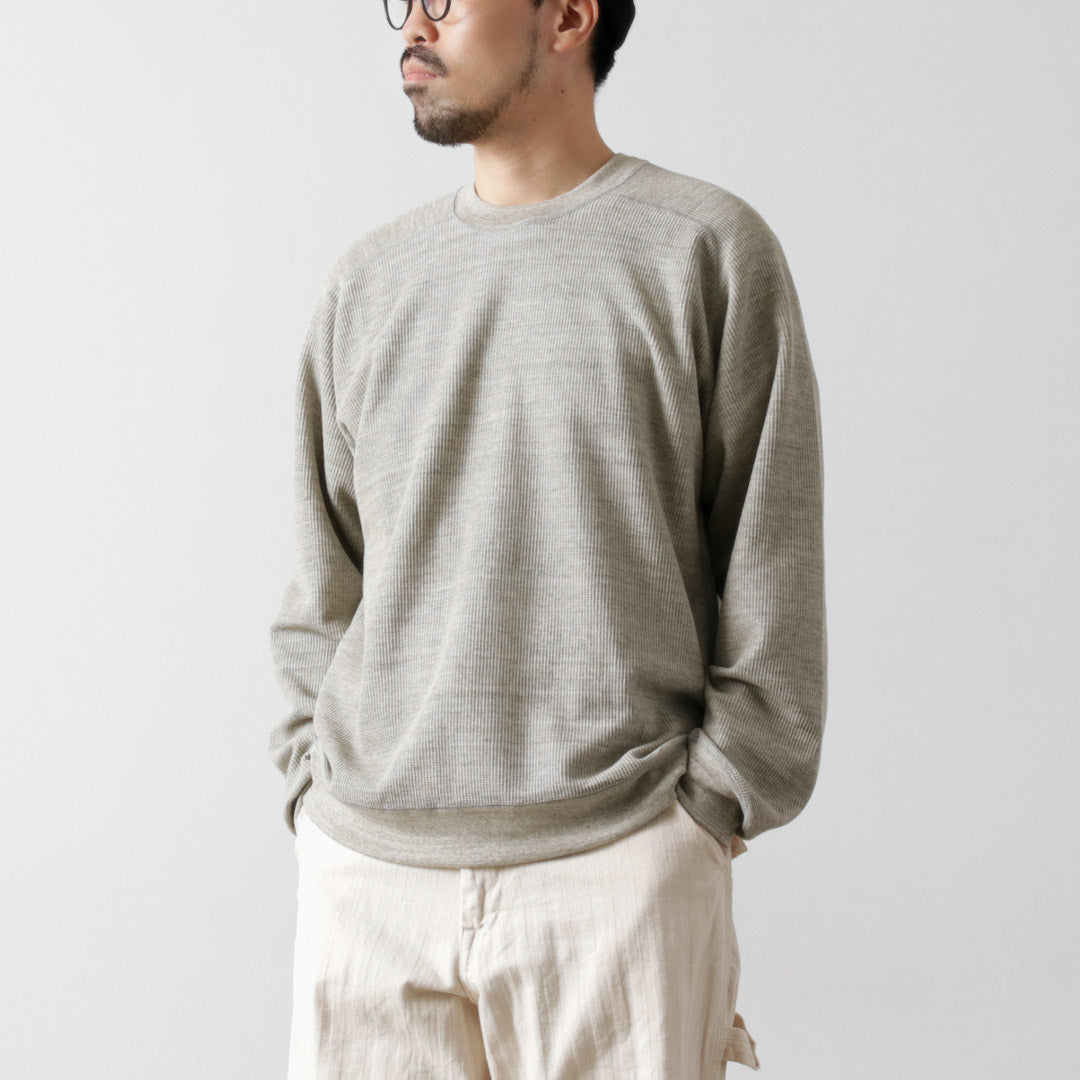UNDYED / Colored Organic Cotton Waffle Long Sleeve Sweatshirt