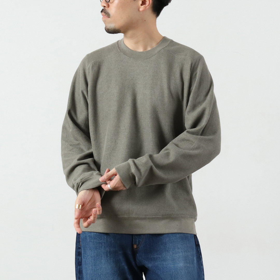 UNDYED / Colored Organic Cotton Waffle Long Sleeve Sweatshirt