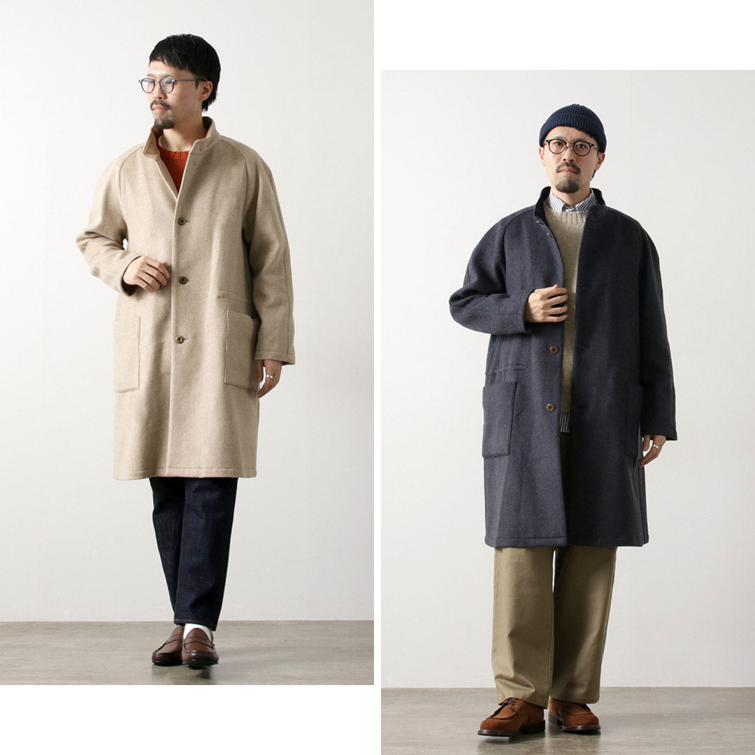 RE MADE IN TOKYO JAPAN / 麦尔登羊毛立领大衣