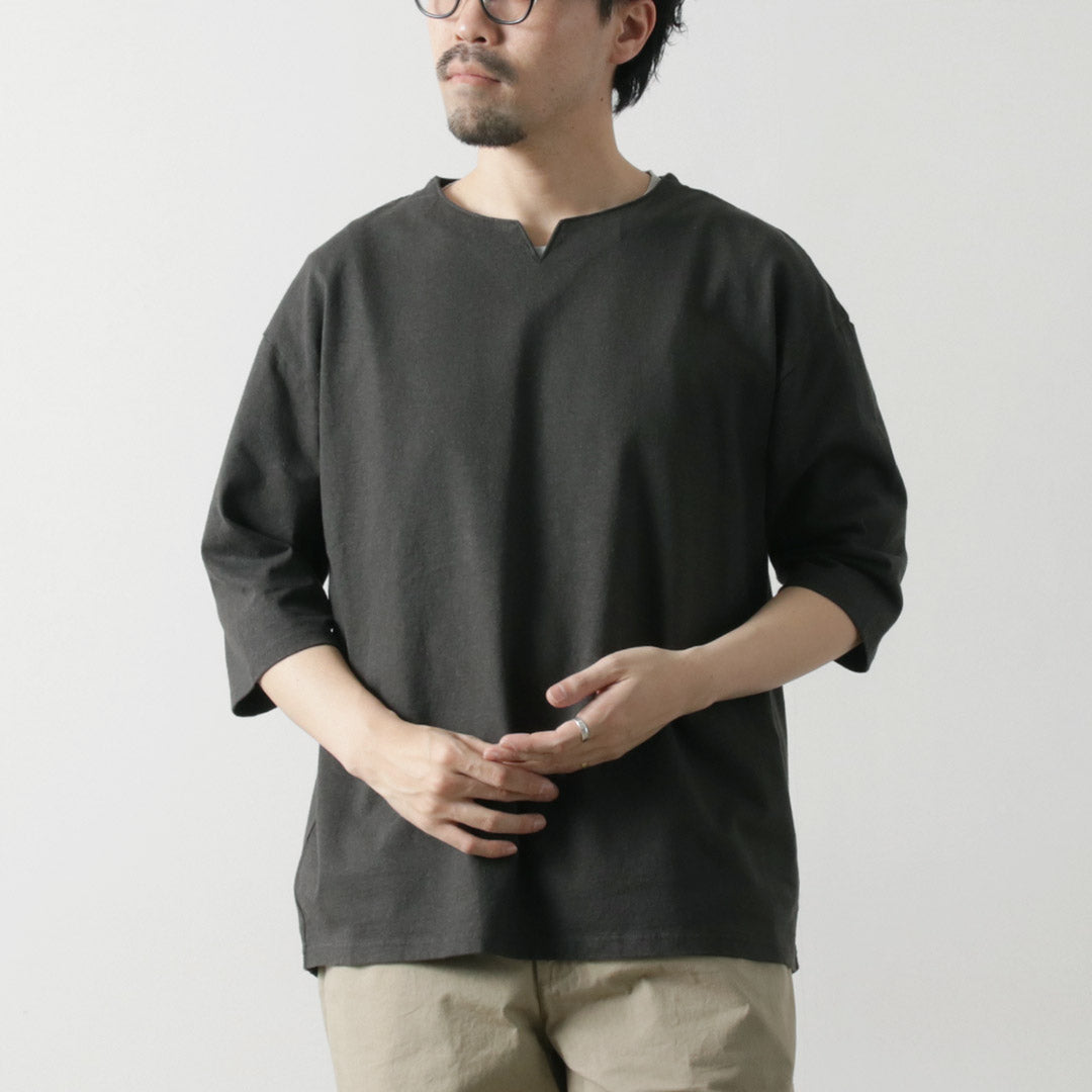 KEMA DESIGNS / Hemp Cotton Key-Neck T-Shirt