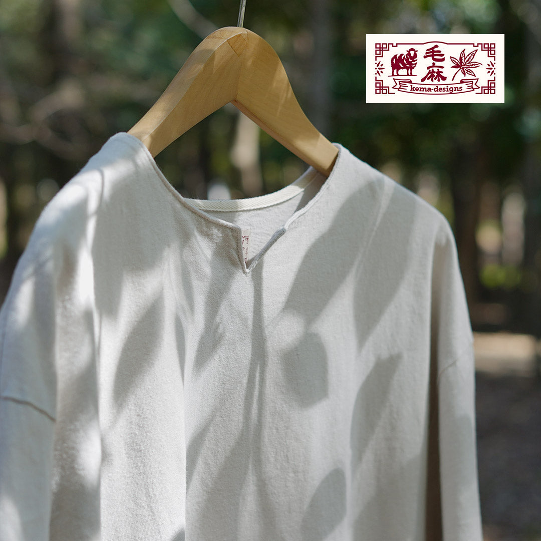 KEMA DESIGNS / Hemp Cotton Key-Neck T-Shirt