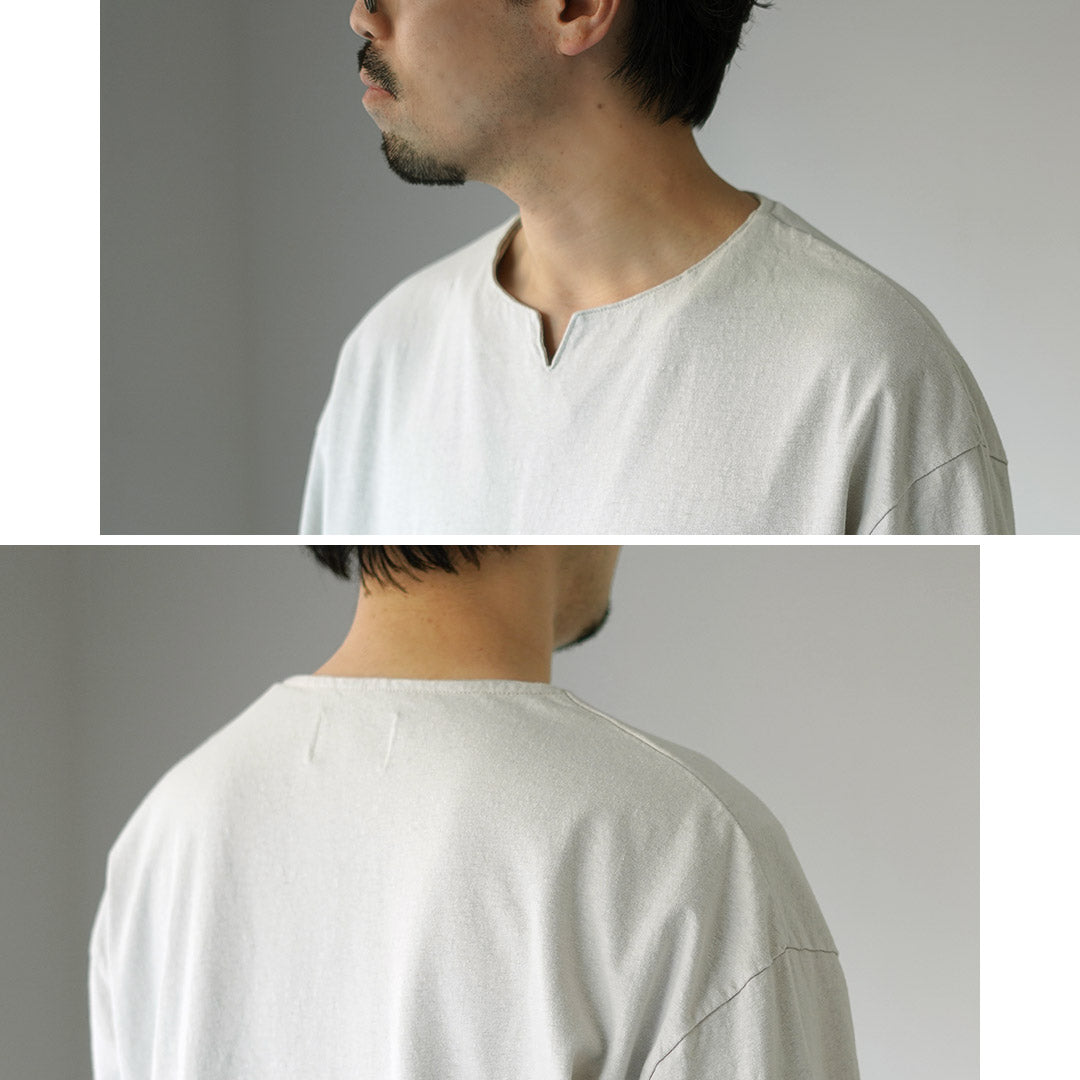 KEMA DESIGNS / Hemp Cotton Key-Neck T-Shirt