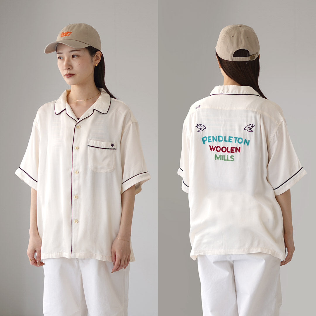 PENDLETON / 파이핑 자수 오픈 칼라 셔츠