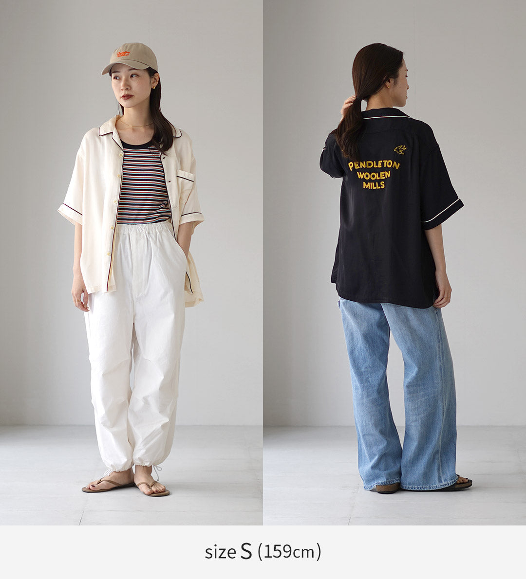 PENDLETON / 파이핑 자수 오픈 칼라 셔츠