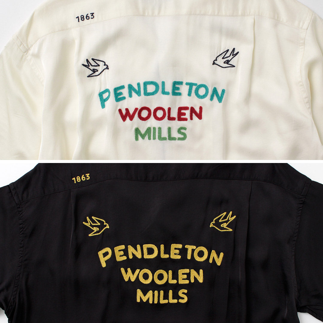 PENDLETON / 파이핑 자수 오픈 칼라 셔츠