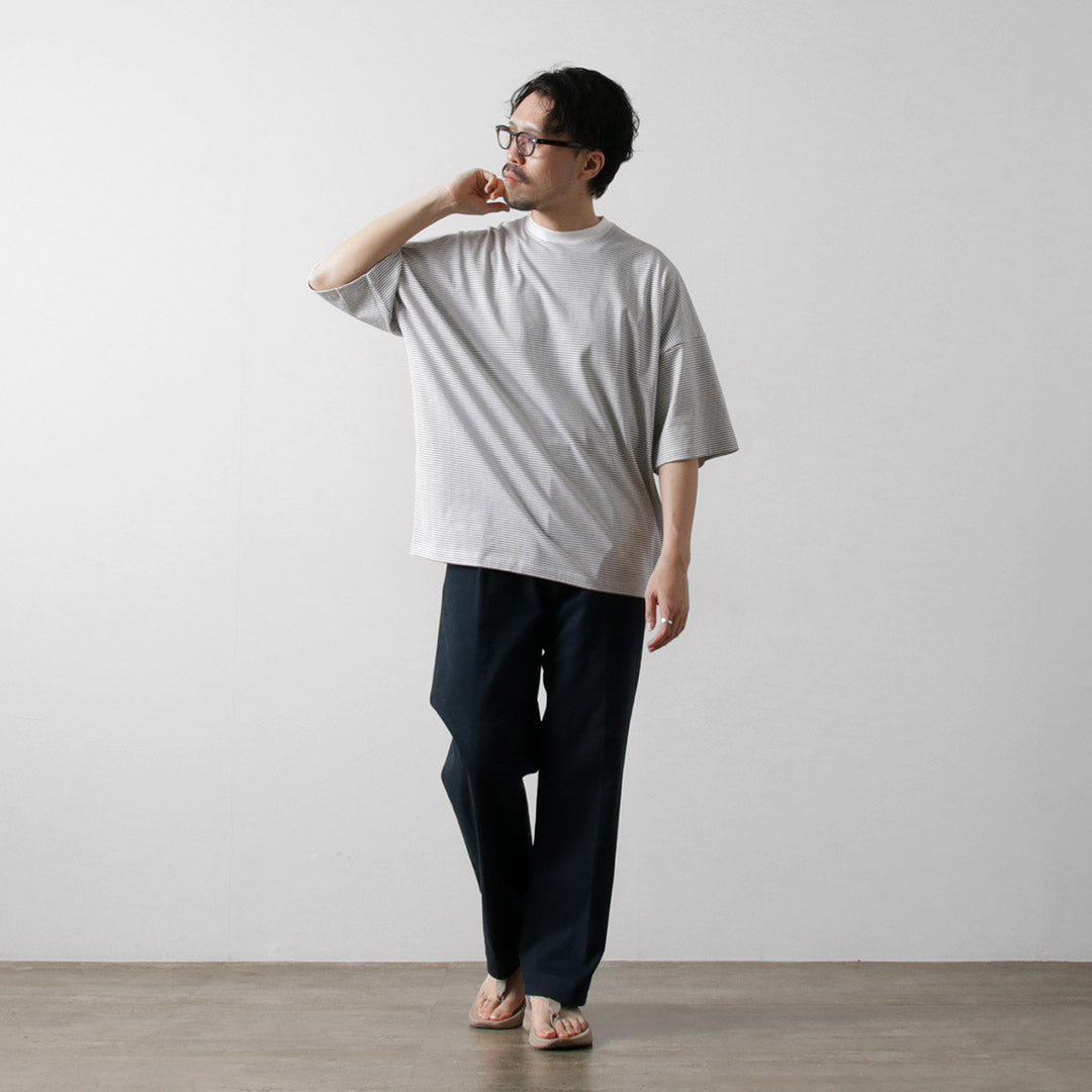 HANDVAERK / Short Sleeve Tapered Big Striped T-Shirt