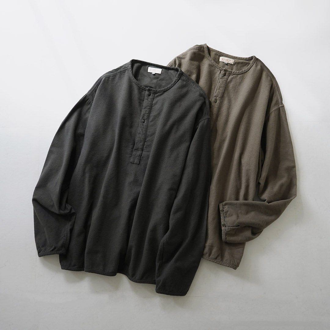 JAPAN BLUE JEANS / 브러쉬드 코튼 플란넬 슬리핑 헨리 넥 풀오버 RJB3595