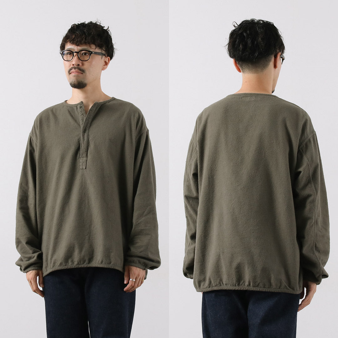 JAPAN BLUE JEANS / 브러쉬드 코튼 플란넬 슬리핑 헨리 넥 풀오버 RJB3595