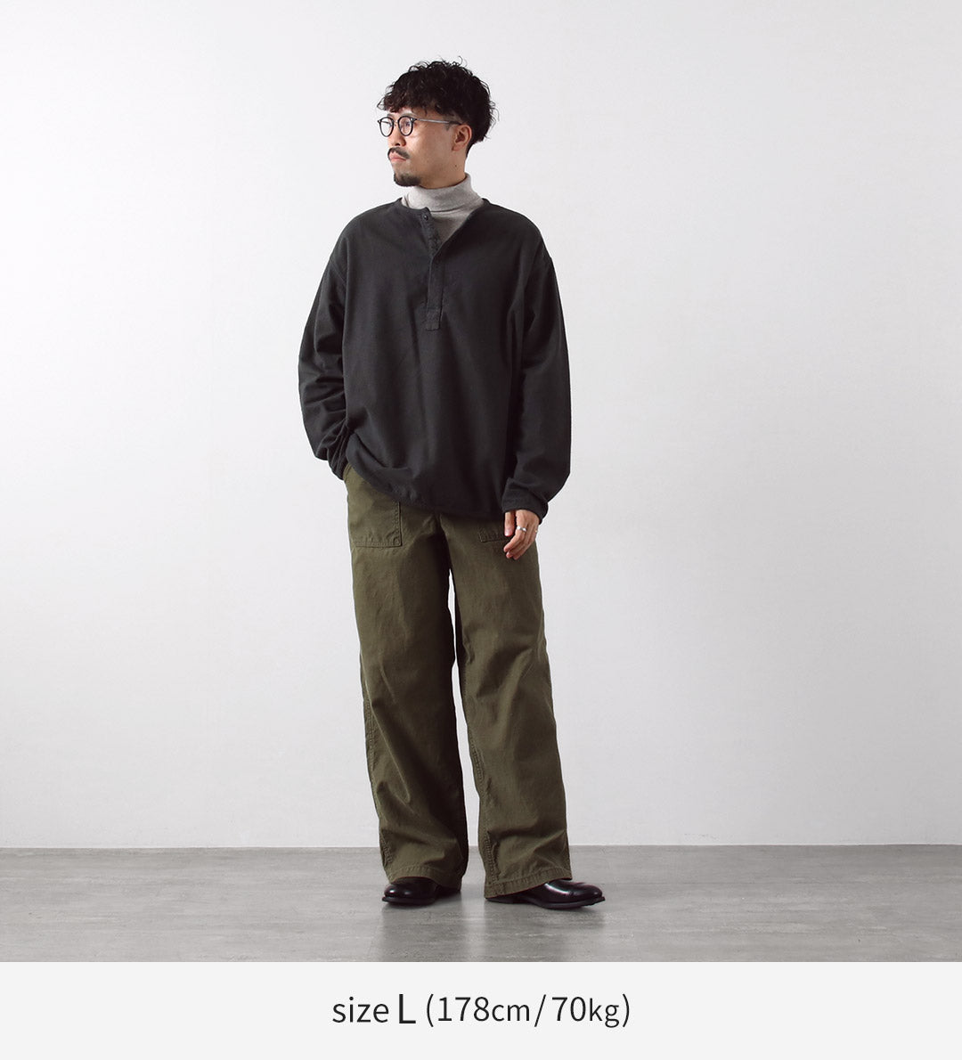 JAPAN BLUE JEANS / 브러쉬드 코튼 플란넬 슬리핑 헨리 넥 풀오버 RJB3595