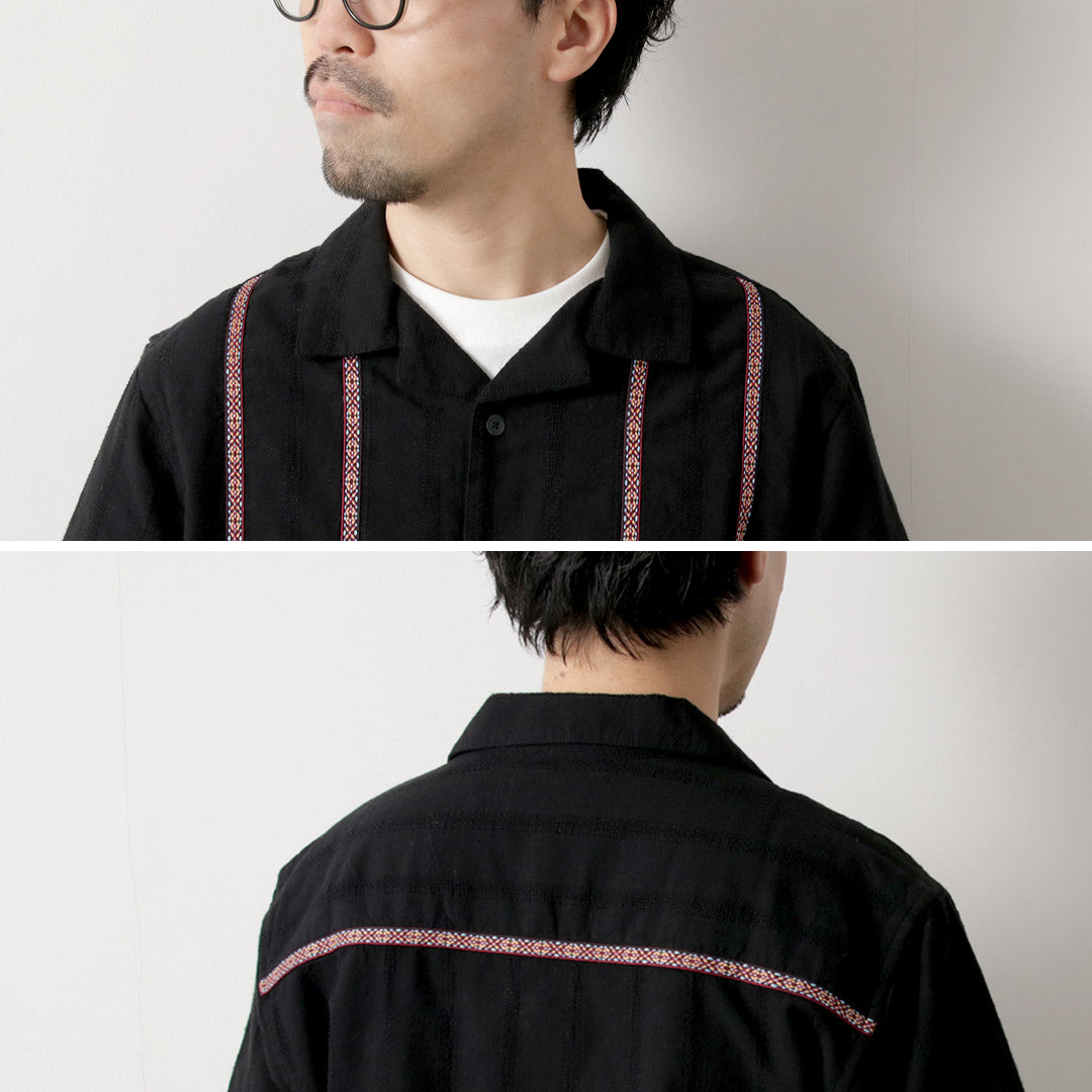 WAX LONDON / Camisa Didcot Manga Corta Dobby Abierto Rayas