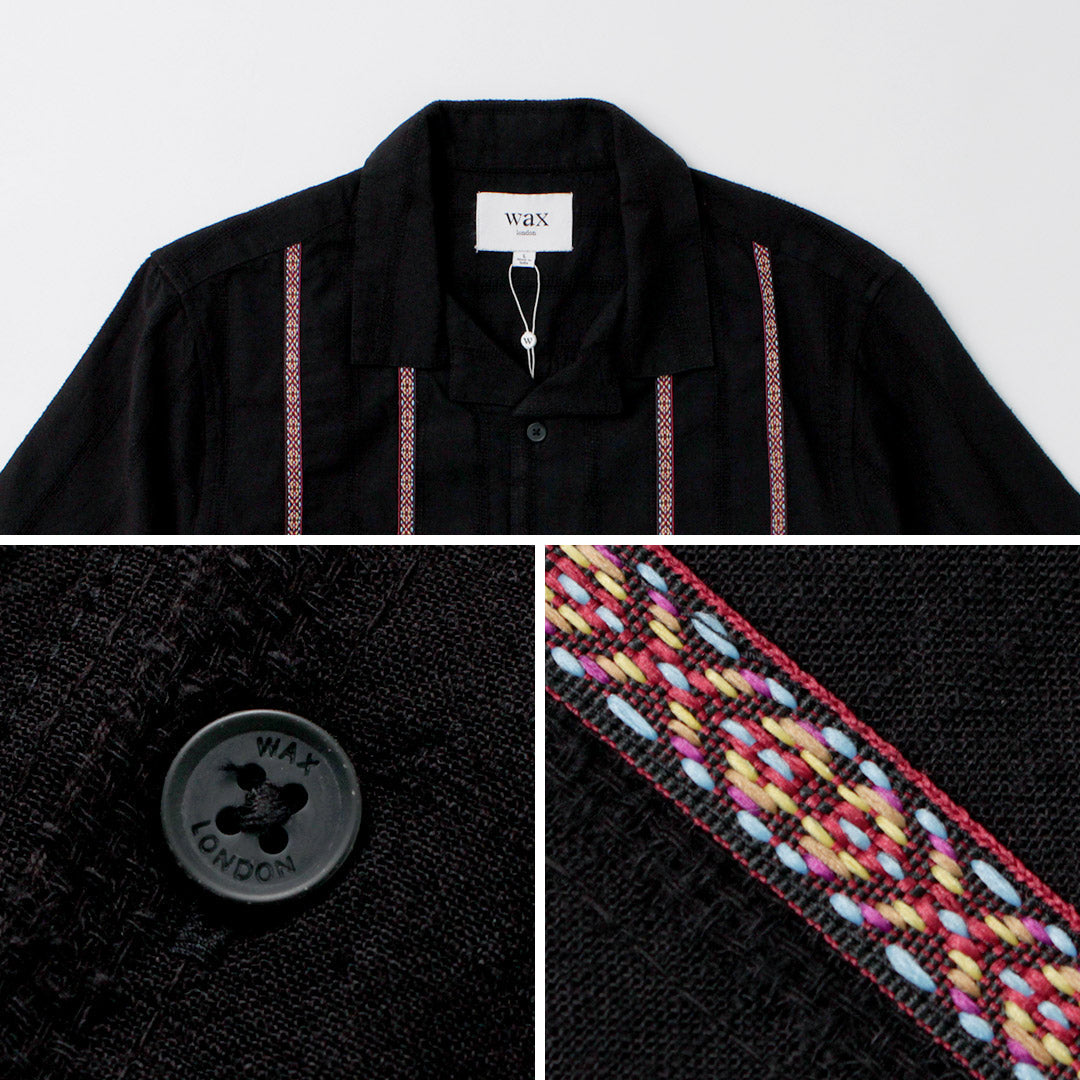 WAX LONDON / Camisa Didcot Manga Corta Dobby Abierto Rayas