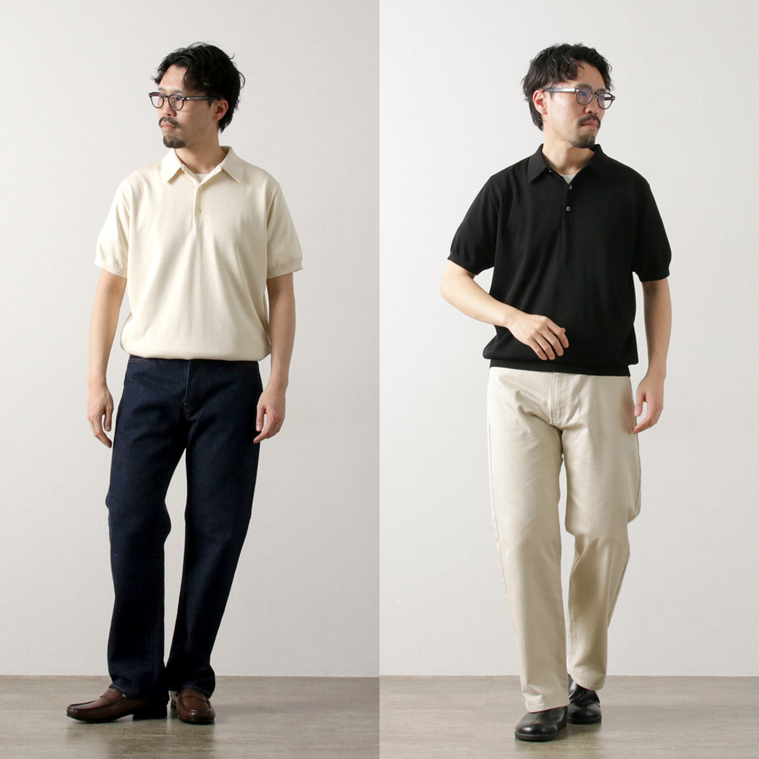 YONETOMI NEW BASIC / 실크 니트 폴로셔츠