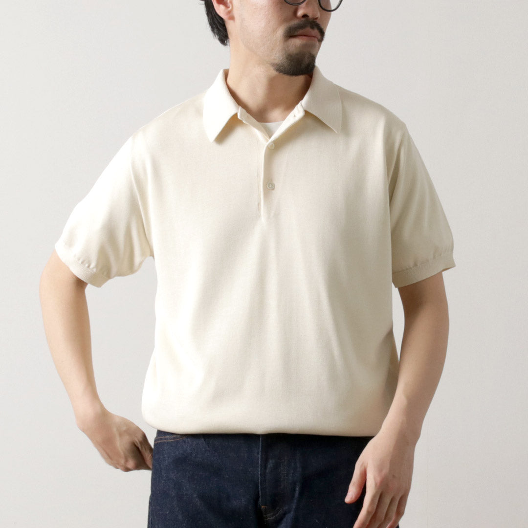 YONETOMI NEW BASIC / 실크 니트 폴로셔츠
