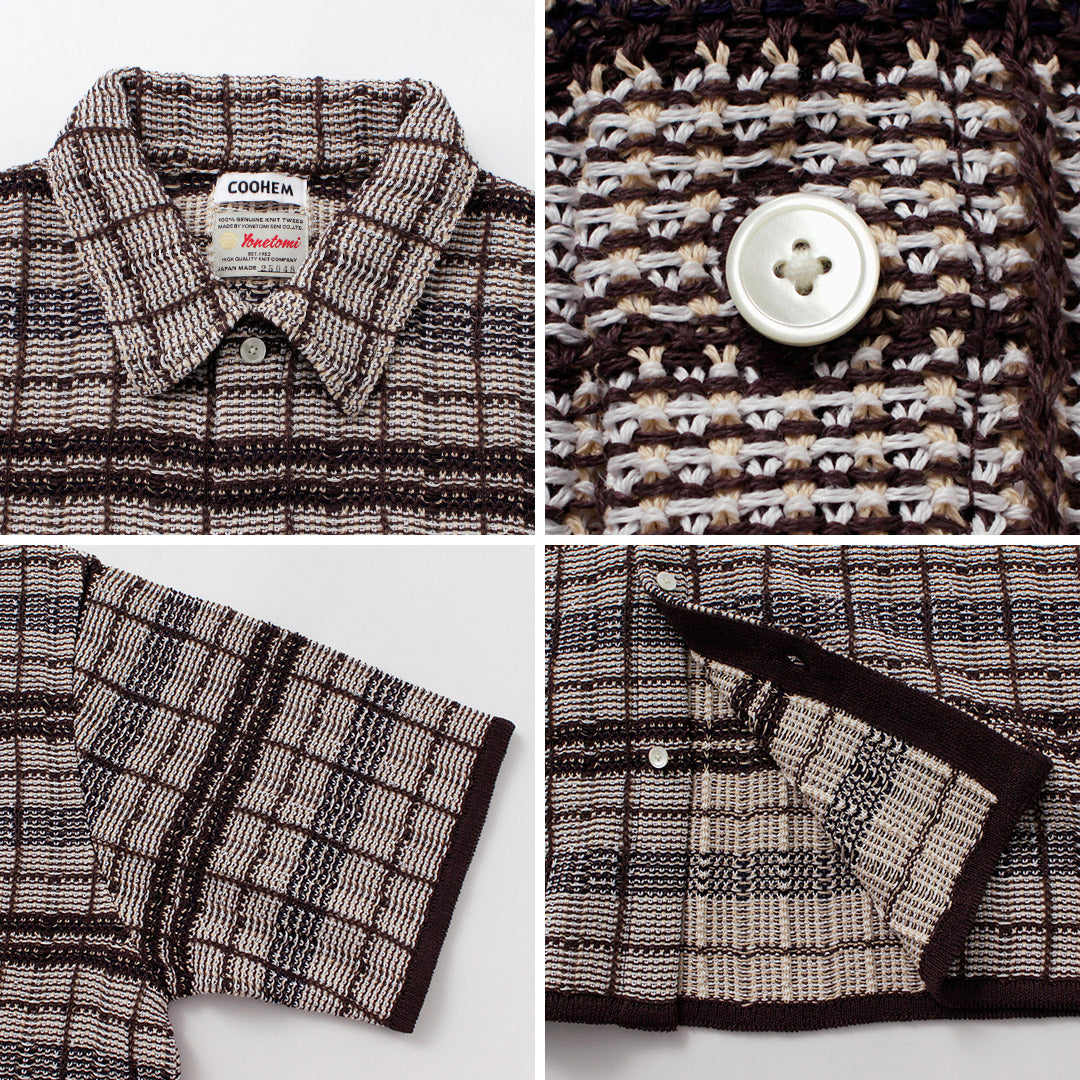 COOHEM / SUKASHI Plaid Tweed Knit Shirt