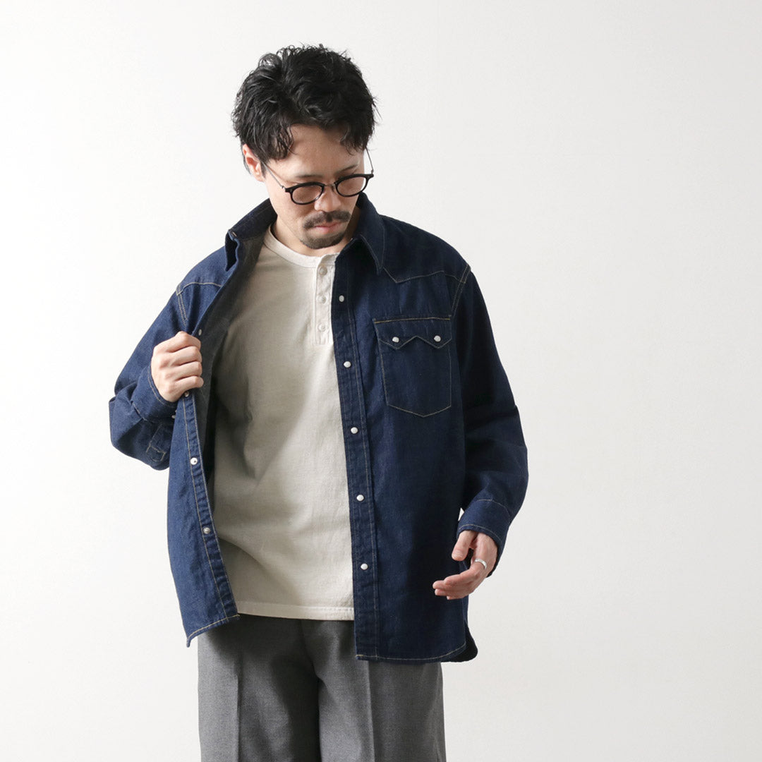 REMI RELIEF / Camisa vaquera vaquera con solapa de dientes de sierra de 8,5 oz