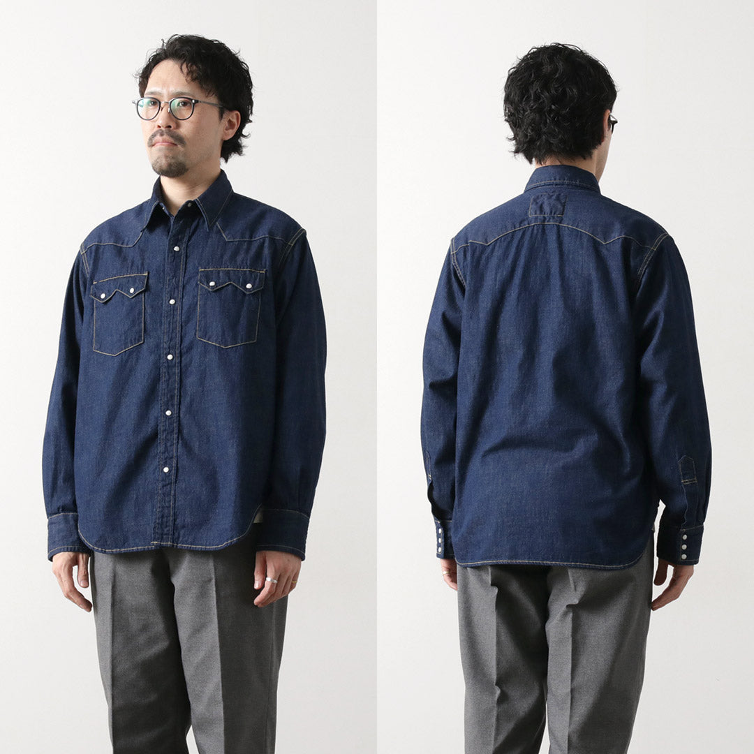 REMI RELIEF / Camisa vaquera vaquera con solapa de dientes de sierra de 8,5 oz