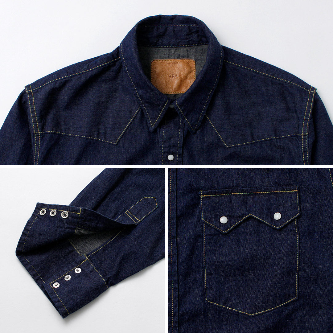 REMI RELIEF / Camisa vaquera vaquera con solapa de dientes de sierra de 8,5 oz