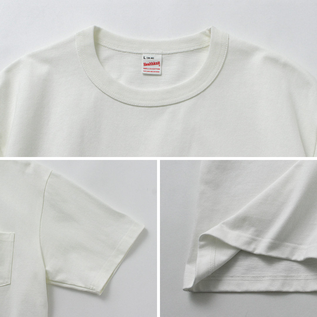 HEALTHKNIT / Camiseta con bolsillo y manga corta con cuello redondo y peso máximo de 9 oz